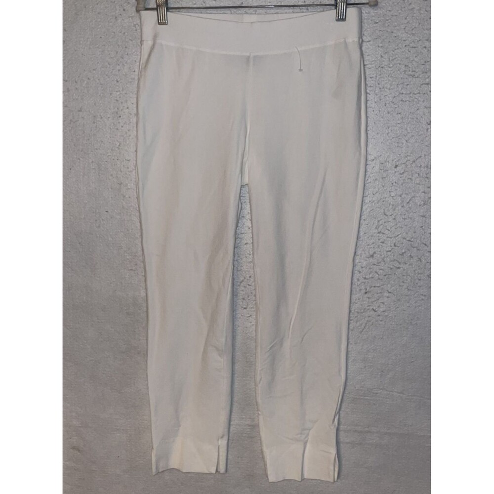 Eileen Fisher Ankle Pants Womens sz S White Crepe Elastic Waist Tapered Stretch